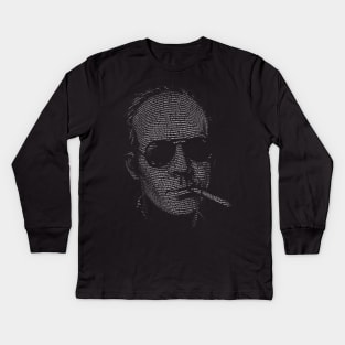 Hunter S Thompson Fear and Loathing in Las Vegas text portrait Kids Long Sleeve T-Shirt